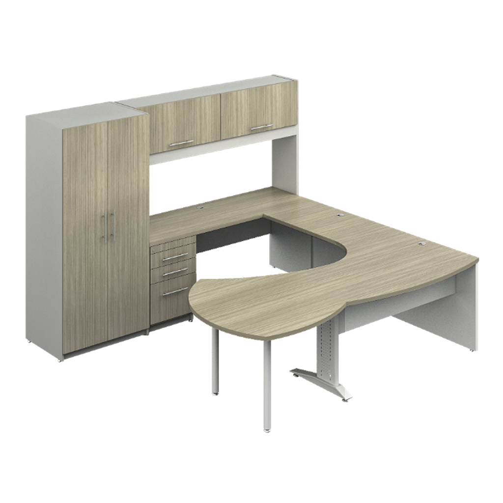CEO group with flipper door hutch, veneer extension 103 x 104 x 72" Senior